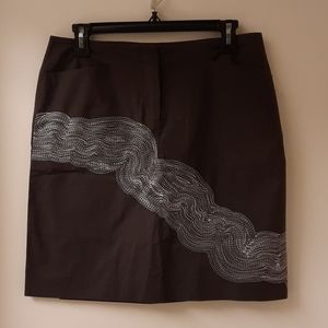 DKNYC Brown Embroidered Skirt